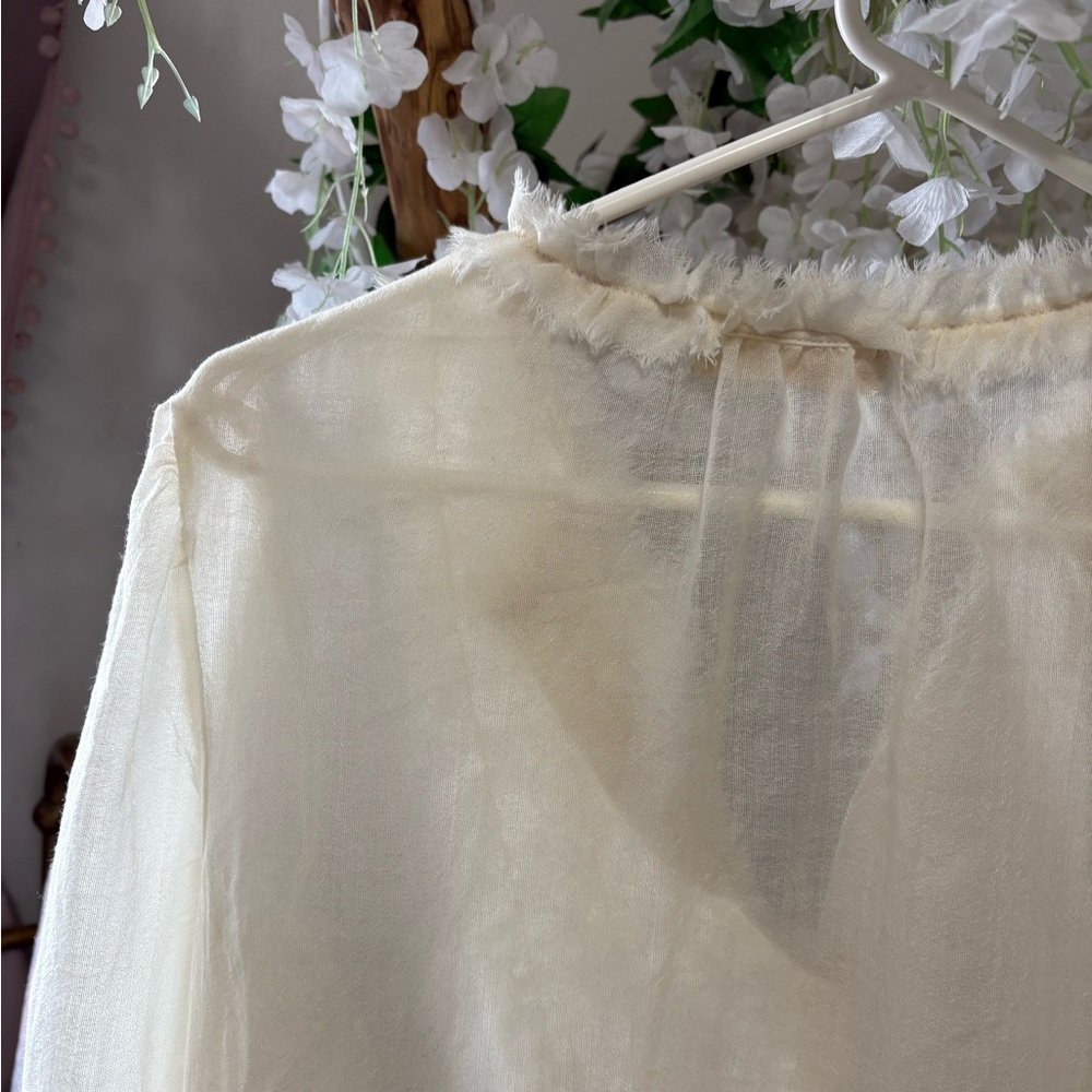 Ulla Johnson Cosmia Tunic Cream Pleated Pintuck Peplum Blouse - Picture 12 of 14